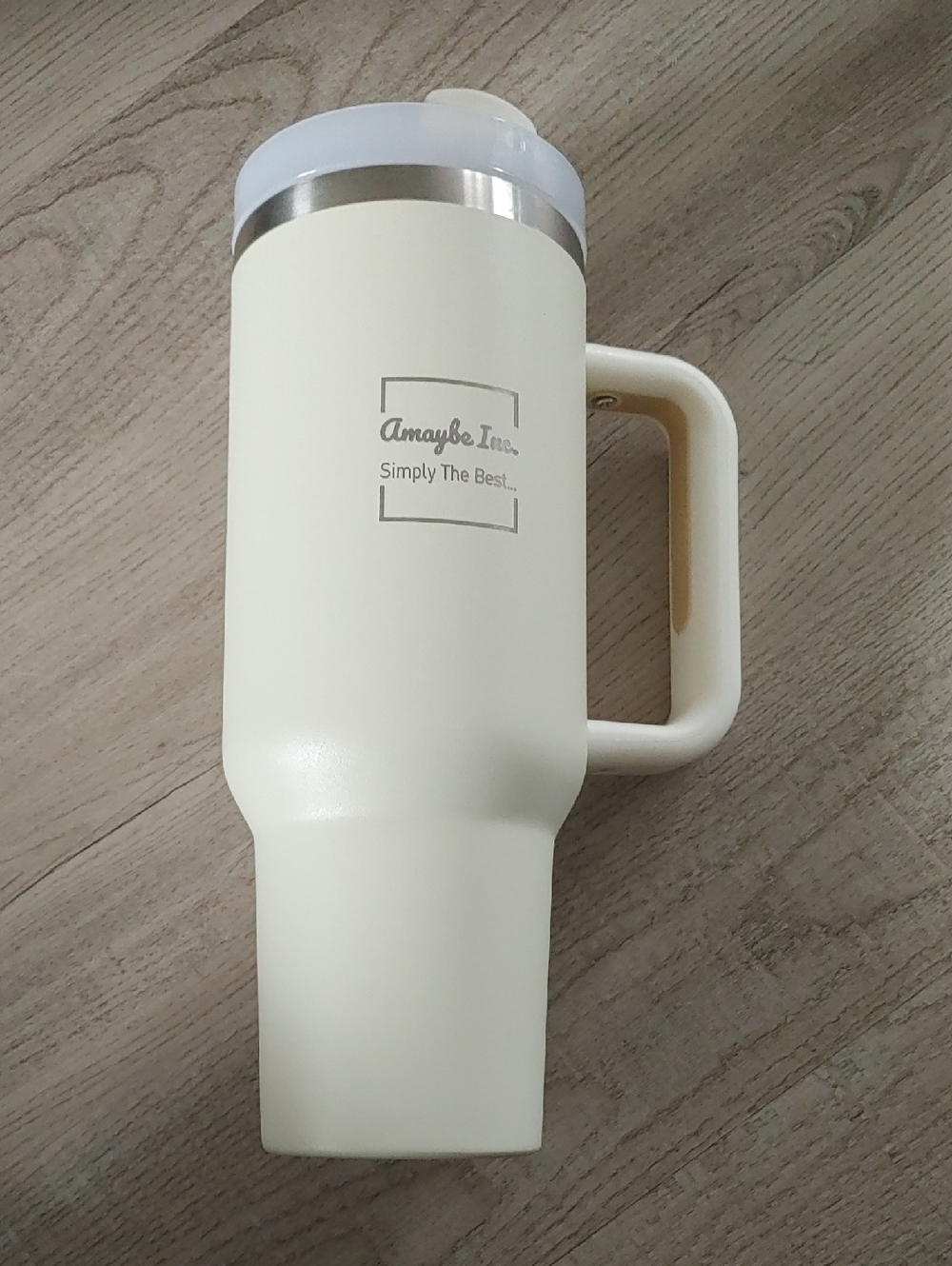 Cream Insulated Travel Mug with Handle